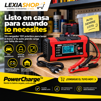 PowerCharge™ | Cargador de Batería 12V para Auto