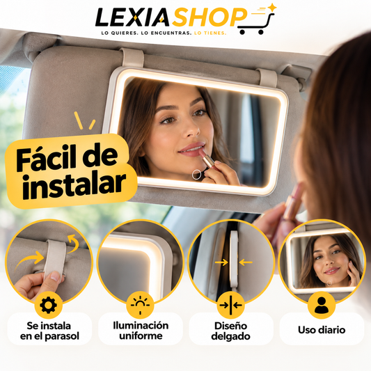 GlowRide™ | Espejo LED para Parasol del Auto
