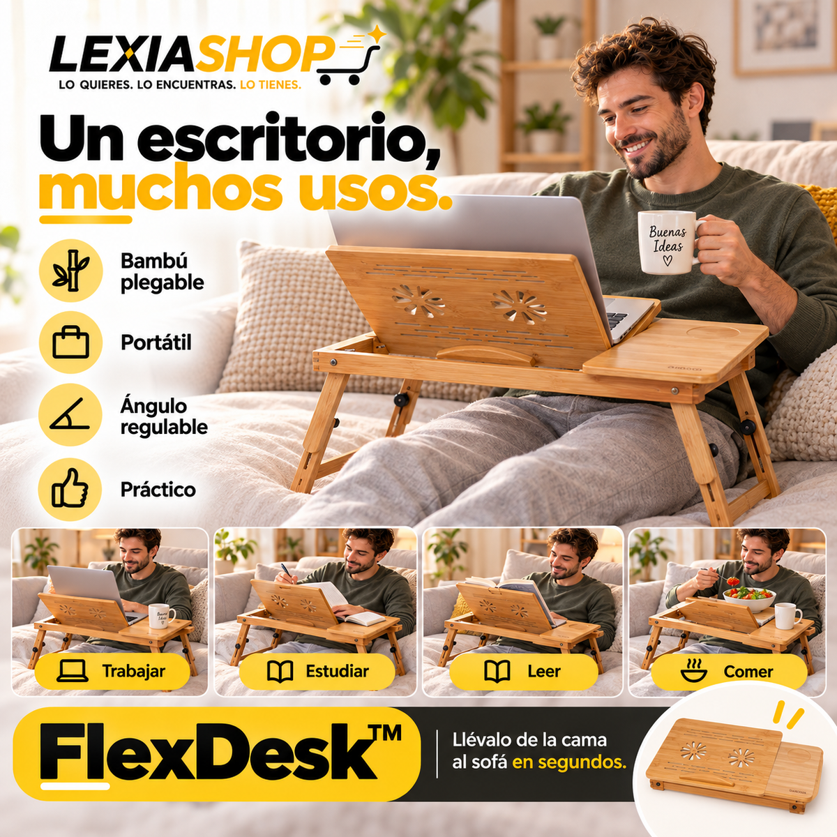 FlexDesk™ | Escritorio Plegable para Notebook