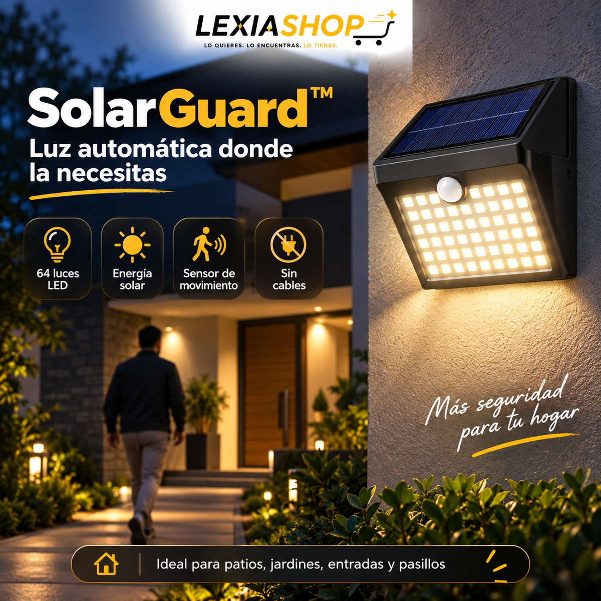 SolarGuard™ | Foco Solar Exterior 64 LED